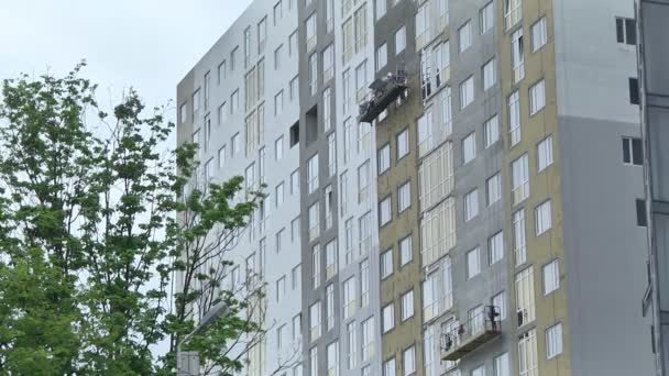 Edificio casa de reparación de fachada — Vídeo de stock