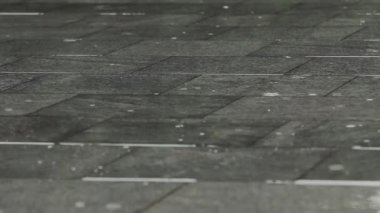 Şehir Parkı kaldırım üzerinde yağmur damlaları