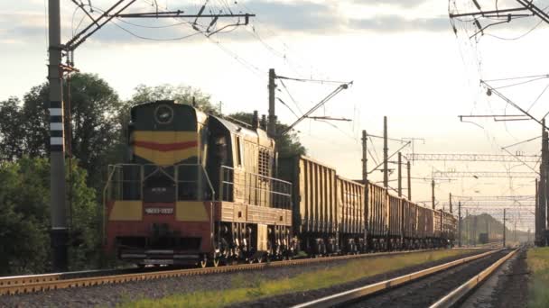 Cargo Train Pulls — Stock Video