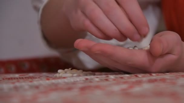 Sort the beans by hand — Stock Video