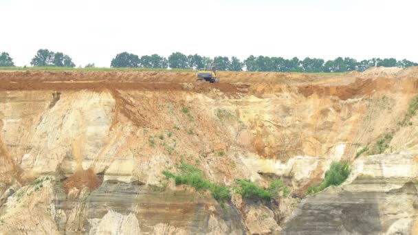 Large Sand Quarry Ancient Layers Sand Mined Industrial Scale Great — Stock Video