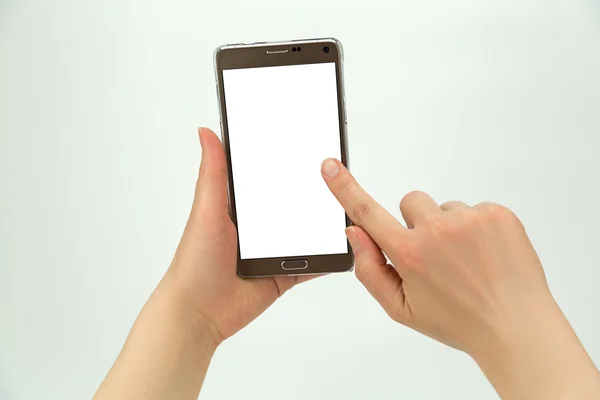 Smartphone avec écran vierge dans les mains isolées — Photo