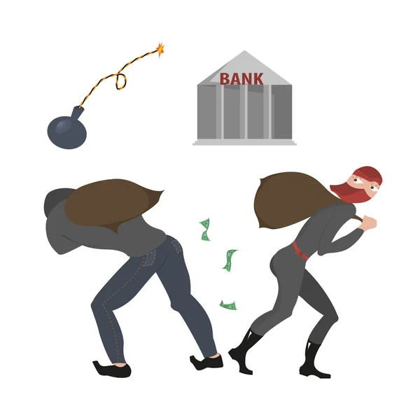 Hombre y mujer robaron un banco — Vector de stock