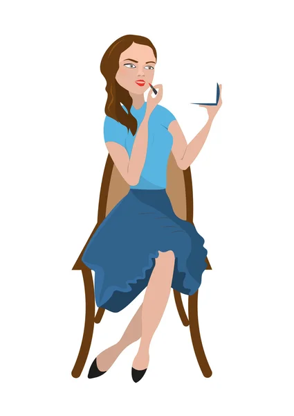 Mujer bonita en una silla — Vector de stock