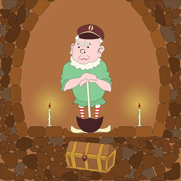 Gnome dans la grotte — Image vectorielle