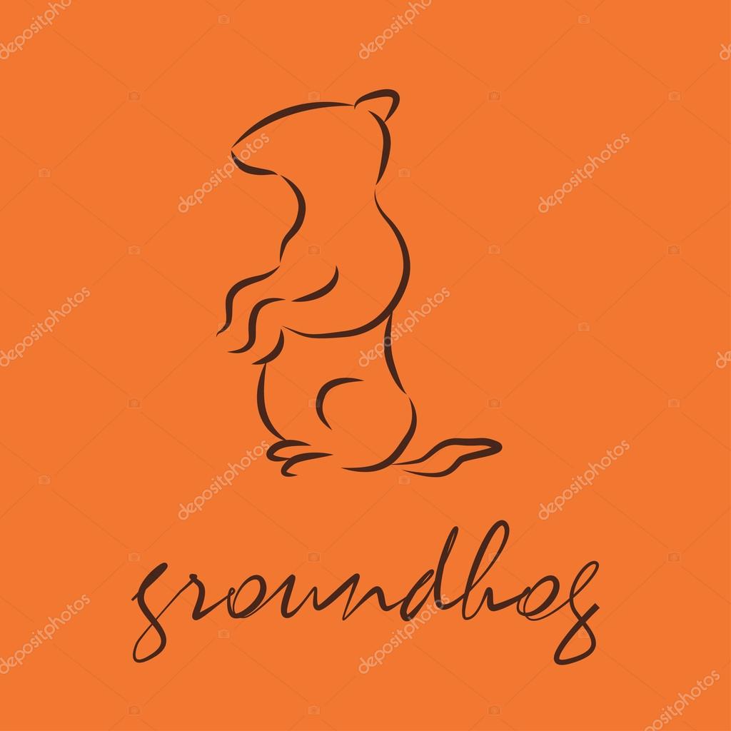Silhouette of a groundhog, template vector logo design. eps10