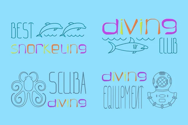 266_set av logotyp dykning — Stock vektor