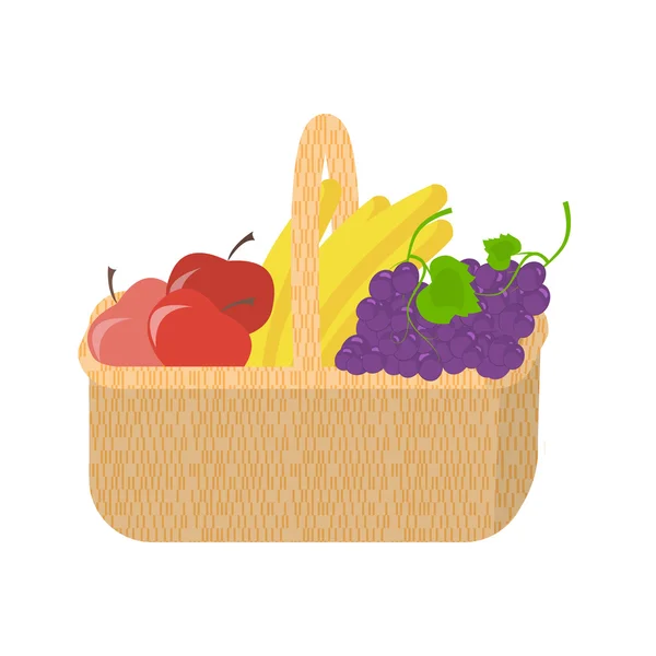 Panier de fruits. Aliments frais et naturels biologiques sains . — Image vectorielle