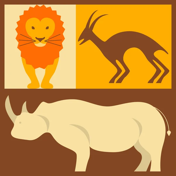 Conjunto de vetores de animais africanos —  Vetores de Stock