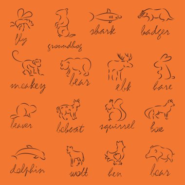 Set of Forest animals silhouette clipart