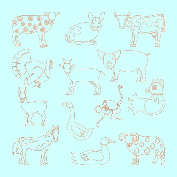 Set animales de granja icono — Vector de stock