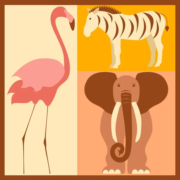 Векторный набор стилизованных африканских животных — стоковый вектор
