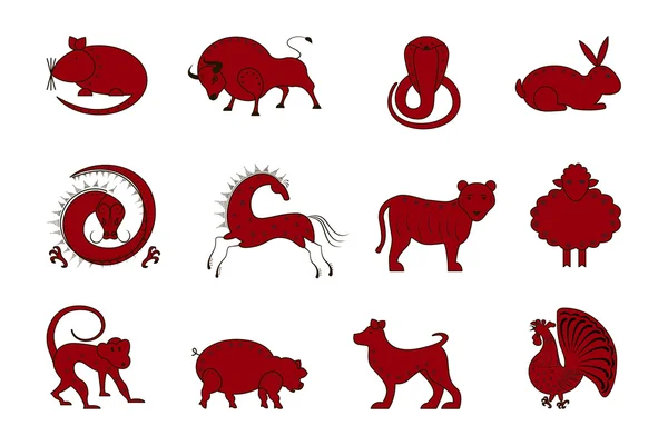 Κινεζικής zodiac σύμβολα — Διανυσματικό Αρχείο