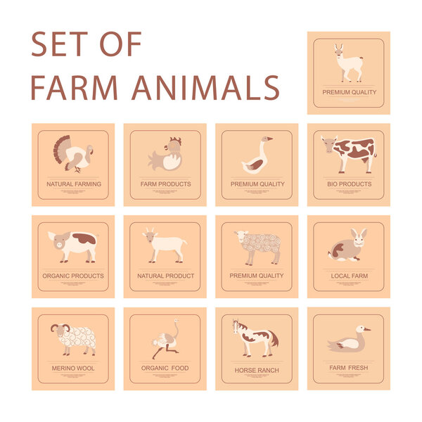 Farm animals icon set.