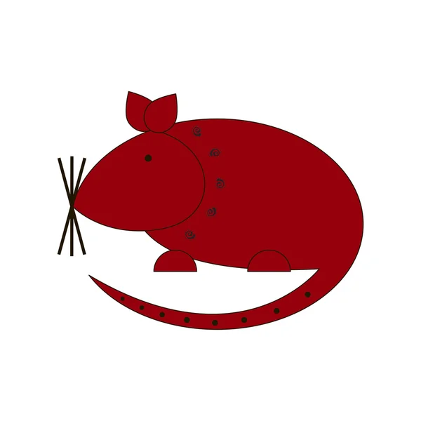 Chinese zodiac symbol red Mouse — Stock Vector