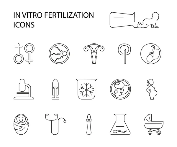 Ícones de conjunto de fertilização in vitro . — Vetor de Stock