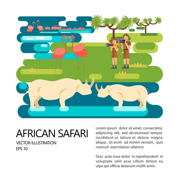 Concepto de guía de safari africano — Vector de stock