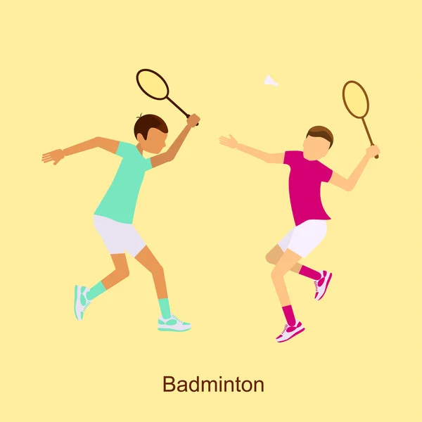 Badminton Players in Match Competition — Stock Vector