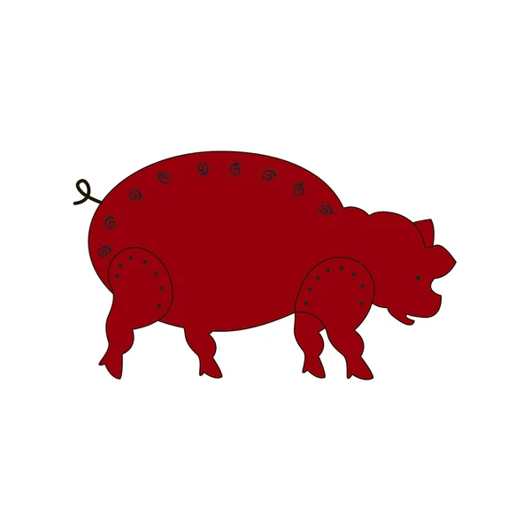 Kinesiska zodiaken symbolen röd gris — Stock vektor