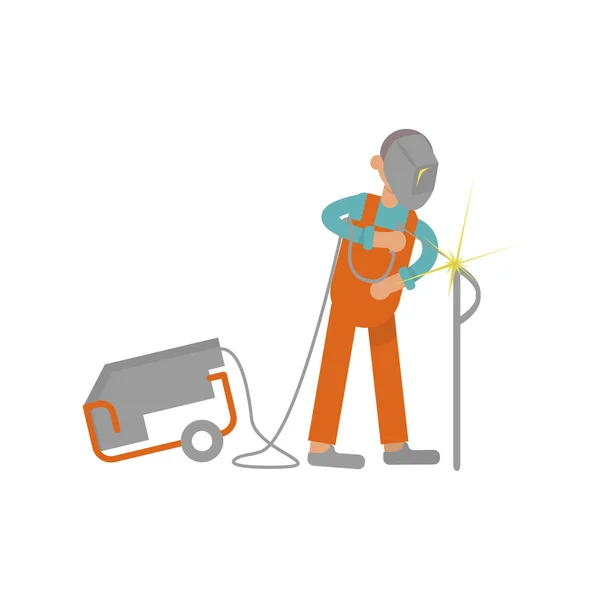 Welder working in flat design