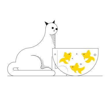 Kedi balığını izliyor.