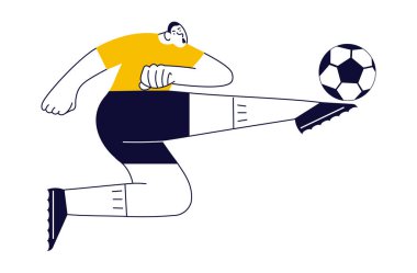 Sarı tişörtlü futbolcu.