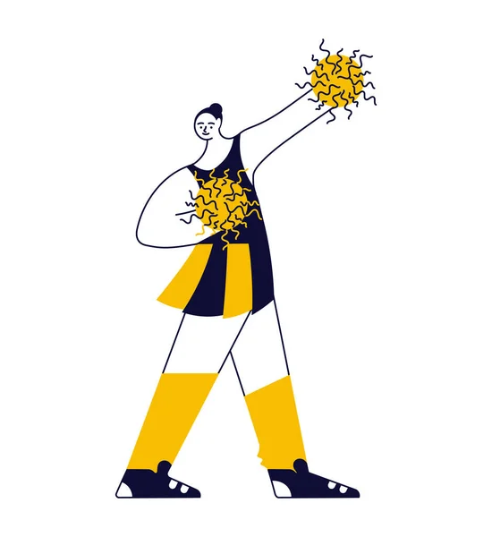 Cheerleader in uniforme azienda pompon — Vettoriale Stock