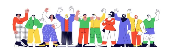 Happy diverse people greeting gesture —  Vetores de Stock