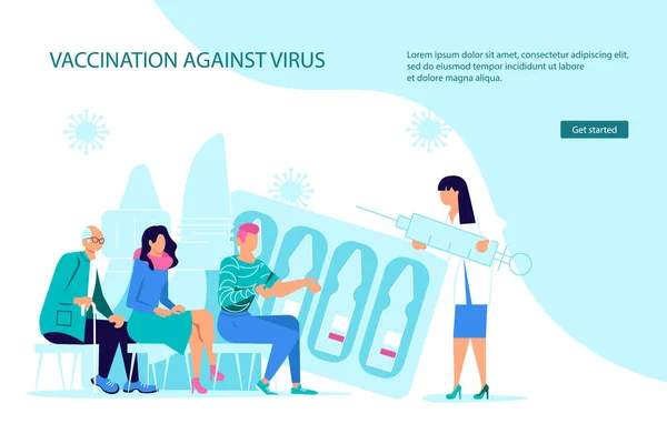 Vaccinatie tegen coronavirus Landing webpagina template — Stockvector