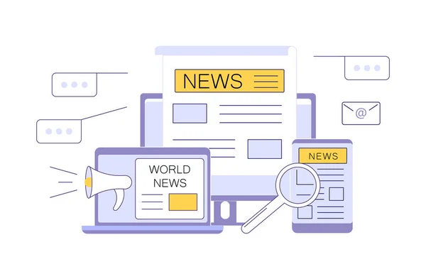 Moderne elektronische apparaten met nieuwsinformatie — Stockvector