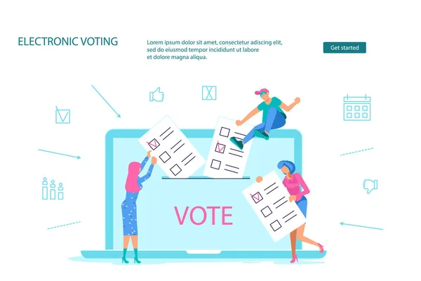 Az elektronikus szavazási vektor leszálló weboldalának sablonja — Stock Vector