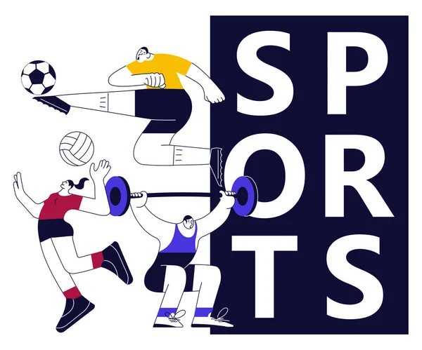 Kleurrijke sport banner met atleten vector — Stockvector