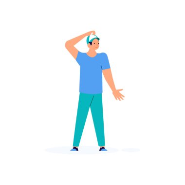 Puzzled young man throws up hands