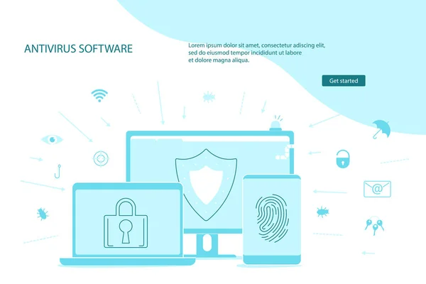 Landing webpage of Antivirus software — стоковий вектор