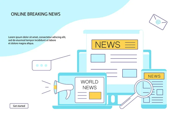 Webpagina template van Online Breaking News — Stockvector