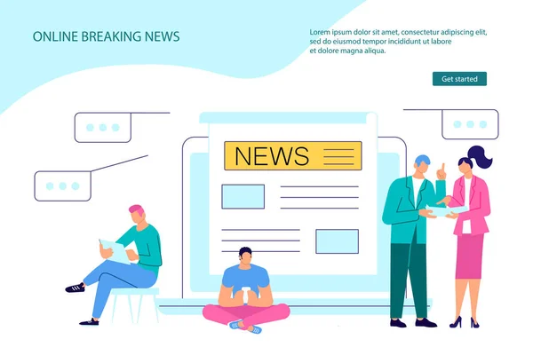 Webpagina template van Online Breaking News — Stockvector