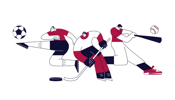 Красочный спортивный баннер со спортсменами — стоковый вектор