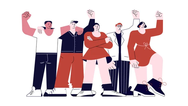 Manifestantes hombres y mujeres — Vector de stock