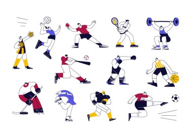Set of male and female athletes clipart