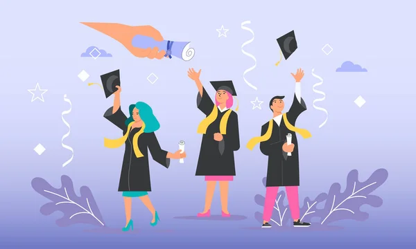 Šťastný absolvent získá vysokoškolský diplom — Stockový vektor