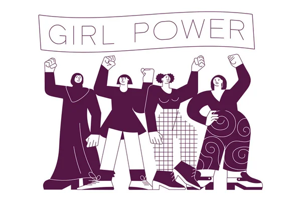 Girl power and feminism concept on white - Stok Vektor