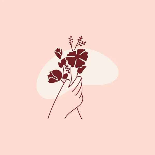 Hand mit Blume abstrakt Logo-Design-Vorlage — Stockvektor
