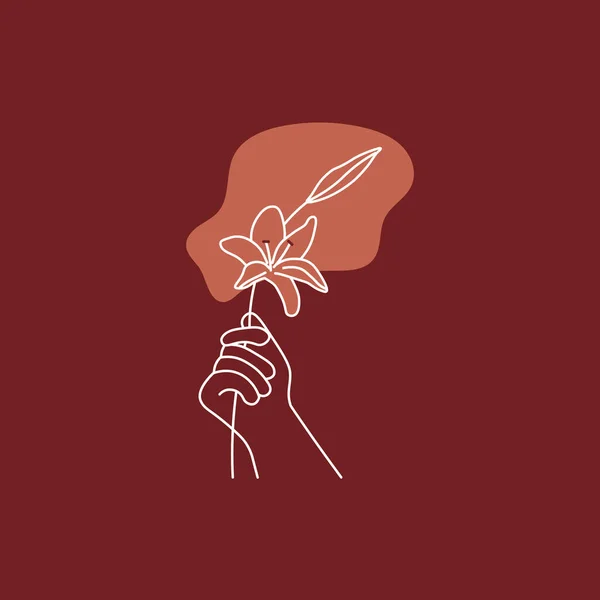 Χέρι με λουλούδι αφηρημένο λογότυπο πρότυπο σχεδιασμού — Διανυσματικό Αρχείο