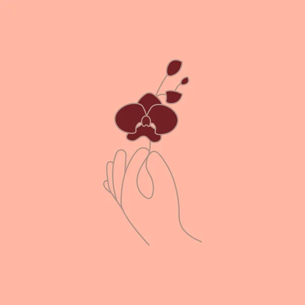 Mână cu șablon de design logo abstract de flori — Vector de stoc