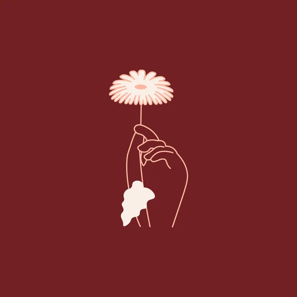 Mão com flor modelo de design logotipo abstrato —  Vetores de Stock