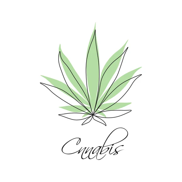 Grön Cannabis löv tecken logotyp Illustration på vit — Stock vektor