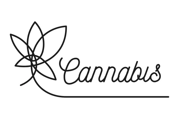 Svart Cannabis löv tecken logotyp Illustration på vit — Stock vektor