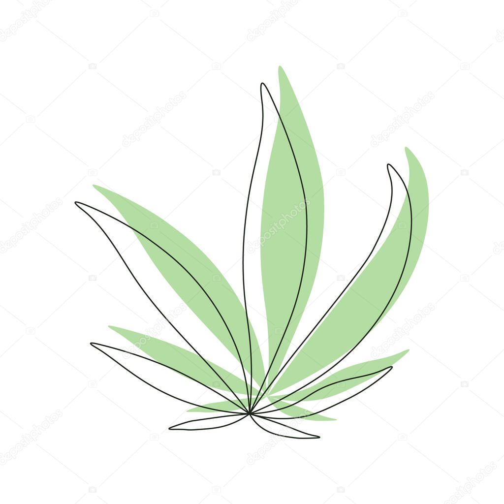 Cannabis leaf sign logo. Green icon on white background. Flat Art Vector Illustration