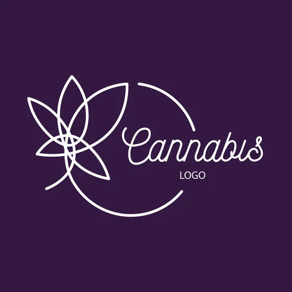 Logo del signo de hoja de cannabis blanco Ilustración en azul oscuro — Foto de Stock