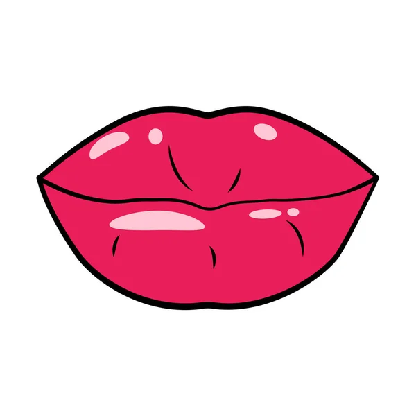 Röd attraktiv mun vikta för en kyss. — Stockfoto
